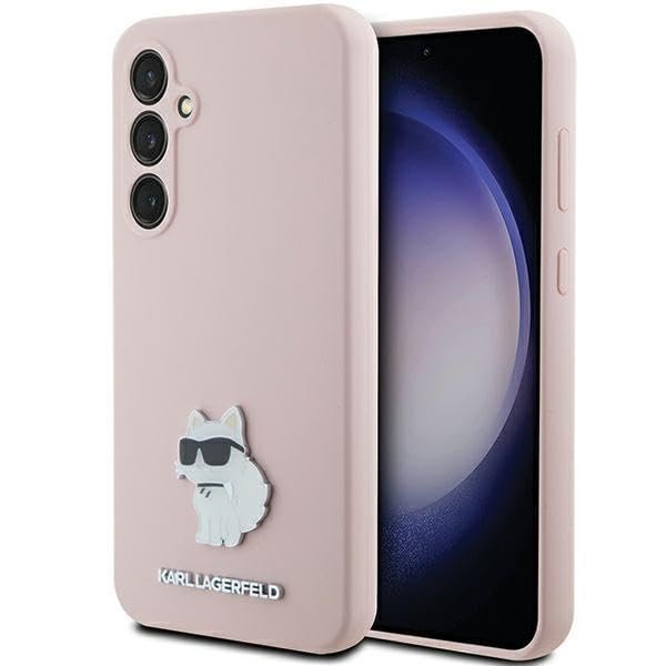 Karl Lagerfeld KLHCS23FESMHCNPP Case for S23 FE S711 Pink Silicone Choupette Metal Pin