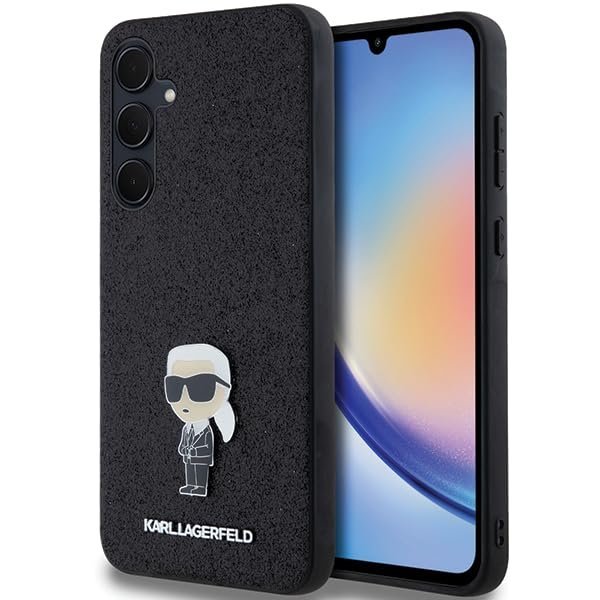 CG MOBILE Karl Lagerfeld KLHCSA35GKNPSK Case for A35 A356 Black Hard Case Fixed Glitter Iconic Logo Metal Pin