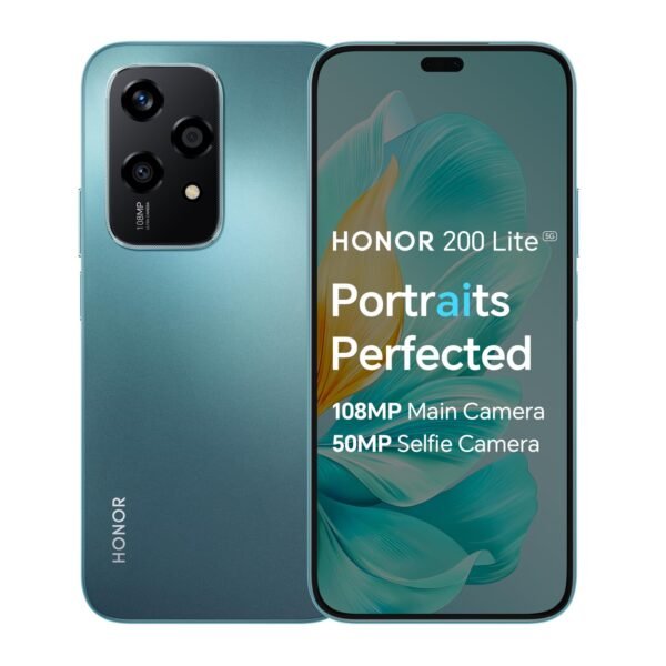 HONOR 200 Lite, Unlocked Mobile Phones, 5G Smartphone, 8GB+256GB, 6,7 Anti-Drop AMOLED Display, 108MP Triple Rear Camera, 50MP Front Camera, Dual SIM, 2 Year Manufacturer Warranty, Android 14, Cyan