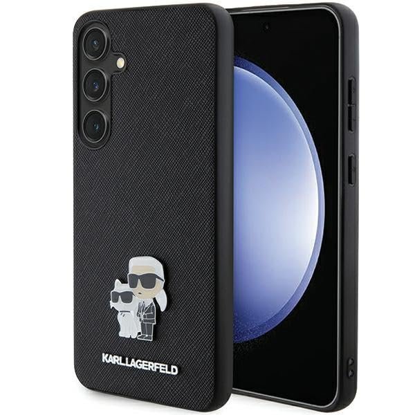 CG MOBILE Karl Lagerfeld KLHCS24MPSAKCMPK Case for S24+ S926 Hard Case Black Saffiano Karl & Choupette Metal Pin